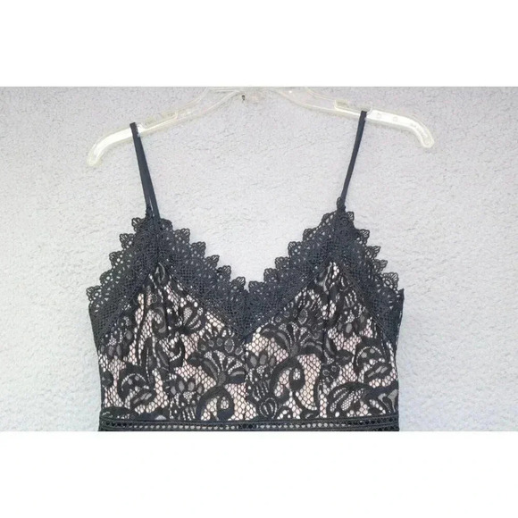 Altar'd State Black Lace Overlay A-Line Dress-Size Medium-Back Zip - Picture 2 of 12